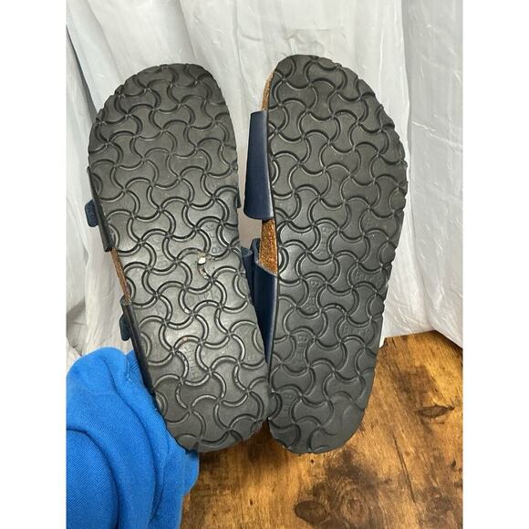 Birkenstock Birki’s Navy Blue Perforated Freeport Birko-Flor Sandal SZ 9 90's - Picture 8 of 9